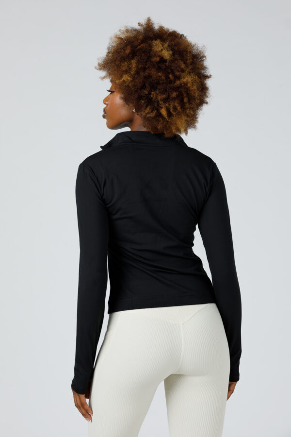 3b. Thick Workout Shirt or Jacket with a Zipper V Neck and Sleeve Thumb Hole - Image 11