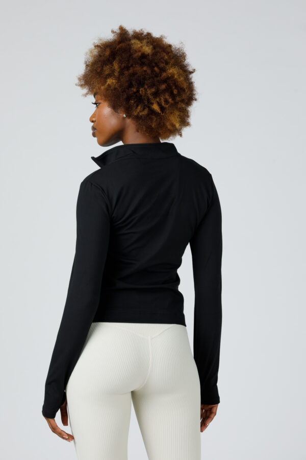 3b. Thick Workout Shirt or Jacket with a Zipper V Neck and Sleeve Thumb Hole - Image 12