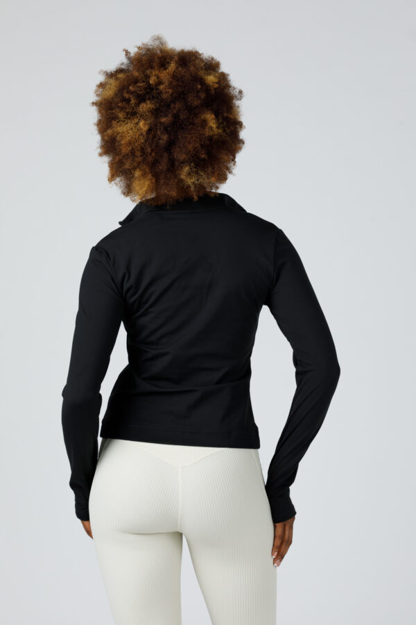 3b. Thick Workout Shirt or Jacket with a Zipper V Neck and Sleeve Thumb Hole - Image 15