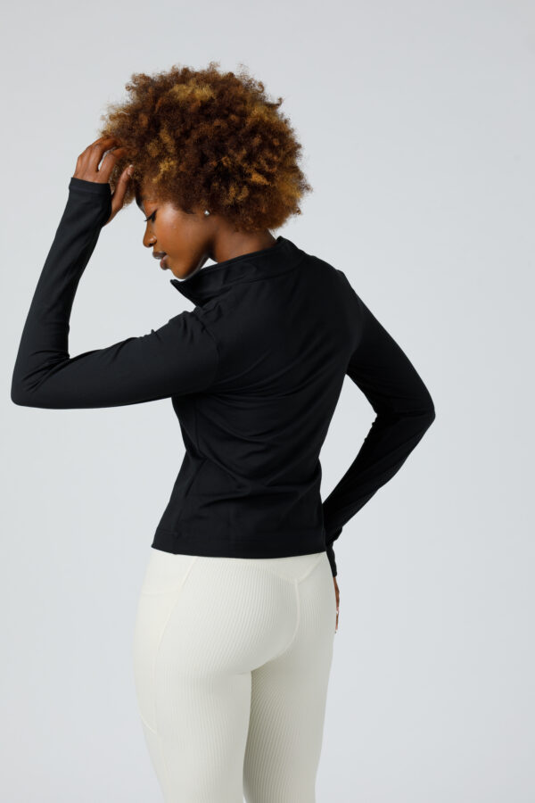 3b. Thick Workout Shirt or Jacket with a Zipper V Neck and Sleeve Thumb Hole - Image 16